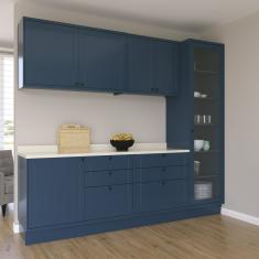 Cozinha Compacta 5 Peças 6 Portas 6 Gavetas Sevilha Azul-cinza