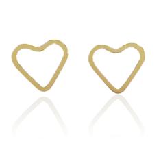 Brinco Médio Coração Vazado Folheado Em Ouro 18k