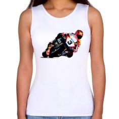 Regata Feminina Motorcycle Racing - Foca na Moda, Branco, GG