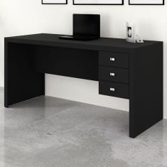 Mesa Para Escritório 3 Gavetas Preto Me4113 - Tecno Mobili