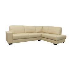 Sofá de Couro Canto Marrocos 3 lugares com Chaise Direita - Manteiga