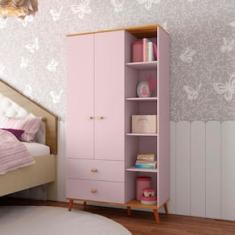 Guarda-Roupa Infantil Bartira Ternura com 5 Nichos, 2 Portas, 2 Gavetas - 106,8 cm de largura
