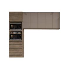 Kit De Cozinha Completa 3 Peças Maxxi (2 Armários + 1 Paneleiro) Cpt32 Nogal - Kappesberg