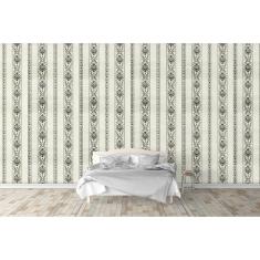 Papel de Parede Lavável - Rolo com 10m x 53cm - Creme claro com Arabescos em Prata e Preto - LMS-PPH-120209