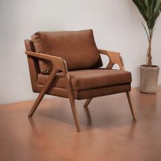 Poltrona Madeira Maciça Mona Luxo Caramelo