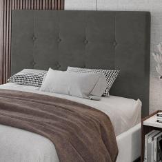 Cabeceira Cama Box Casal King Size Luana 193cm Veludo Cinza - Abmaza