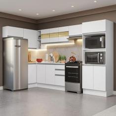 Armário de Cozinha Completa de Canto 100% Mdf 447cm Branco Smart Madesa 01
