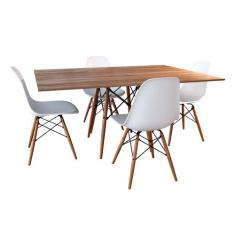 Conjunto de Mesa de Jantar Eames Eiffel Retangular 120x75 Tampo de Mad