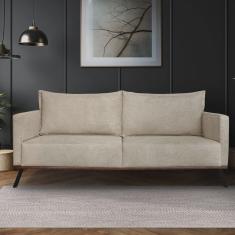Sofá Zeki 3 Lugares 220 Cm Linho Boucle Bege