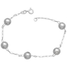 Pulseira Prata Cartier Com 5 Bolas De 6Mm