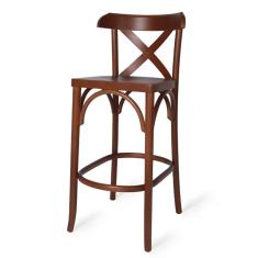 Banqueta de Madeira Bistrô Curve X Verniz Imbuia Natural