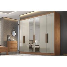 Guarda Roupa 6 Portas (2 C/ Espelho) E 4 Gavetas Rizon/linea Plus Cumaru/fendi 25 - Novo Horizonte
