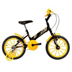 Bicicleta Infantil Ultra Bikes Aro 16 Preta E Amarela Com Rodinhas