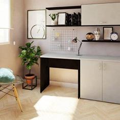 Mesa Reta Corp 25mm 80 cm 47 cm Bramov Móveis Preto/Cinza Cristal