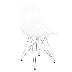 Cadeira de Cozinha Eames Cromada e Transparente