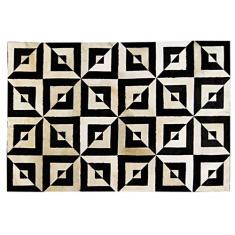 Tapete em Couro, Desenho Geométrico, Tapecouro, Preto/Branco