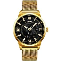 Relógio Masculino Skmei Analógico 9166 Dourado E Preto