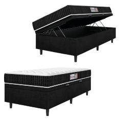 Cama Box Baú Colchão Solteiro Espuma D33 New Millenium 88x60cm Preto/branco Hellen Preto