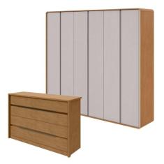 Conjunto de Guarda-roupa Casal Loop 6 Portase Cômoda 8 Gavetas Urban -