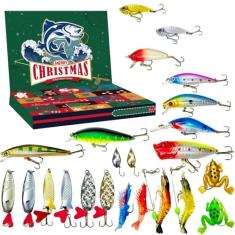 Calendário do Advento, contagem regressiva, 24 dias, iscas de pesca, conjunto para pescador, adulto, homem, presente surpresa para pai, vovô