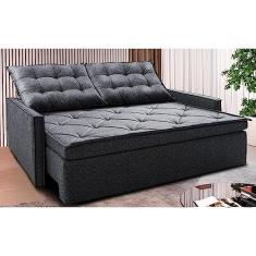 Sofá Sem Caixa Retrátil e Reclinável 1,65m Cama Inbox Flat Linho Cinza Escuro