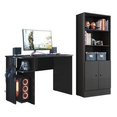 Conjunto Gamer Armário 2 Portas e Mesa para Computador 3875 - Qmovi