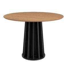 Mesa de Jantar Redonda 105cm para 4 Lugares Dalla Costa - Freijó/Preto Fosco
