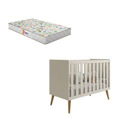 Berço Americano Isis Areia Acetinado com Colchão Gazin - Reller