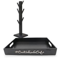 Kit porta xicaras bandeja cantinho do café suporte 6 pinos