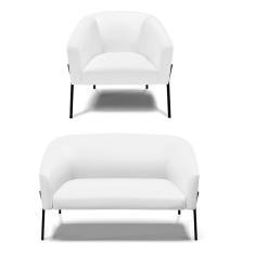 Sofá Namoradeira E Poltrona Pé De Ferro Preto Stella Corino D03 - D`rossi Cor Branco