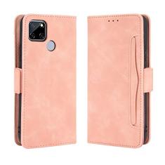 Capa com compartimento para cartão para Oppo Realme C12, capa flip carteira de couro para Oppo Realme C12, capa magnética retrô para celular, capa carteira com compartimentos para cartões