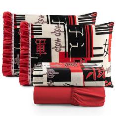 Jogo Cama Lençol King Minuano 100% Algodão 4 Peças Vermelho - Casa Sho