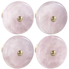 Amogeeli Puxadores de gaveta de armário de latão de pedra redonda com parafuso, puxador decorativo para cômoda pacote com 4