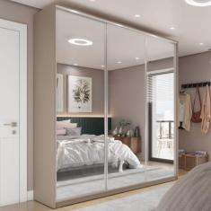 Guarda Roupa Casal 100% MDF BP com 3 Portas Espelho Zermatt - RR Móvei