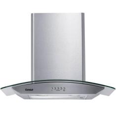 Coifa de Parede Consul 60 cm Inox 4 bocas com design em vidro e aviso 