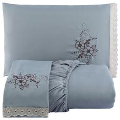 Jogo De Cama Lençol Solteiro Bordado Advance 2 Peças Cinza 100% Poliéster