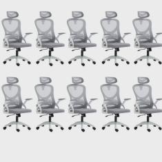 Kit 10 Cadeiras para Escritório Presidente Office Columbus com Tela Mesh