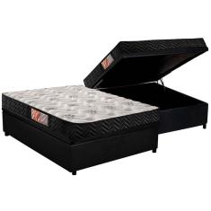 Cama Box Baú Casal 138x188 Kit Pasquale Black Universal Suede Black Espuma D33 Preto A Costa Rica