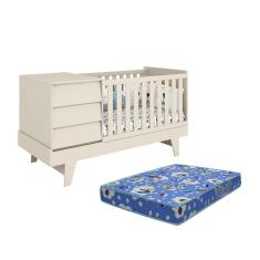 Berço Multifuncional Prince com Colchão D18 - Reller Móveis Areia Fosco