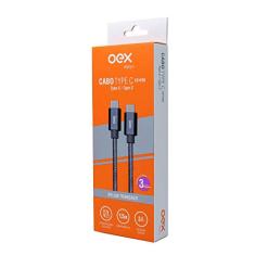 Cabo Type C/Type C em nylon trançado OEX CE200-1.5m - Cinza