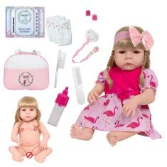 Boneca Tipo Reborn Princesa Enxoval Completo Pode Banho - Cegonha Rebo