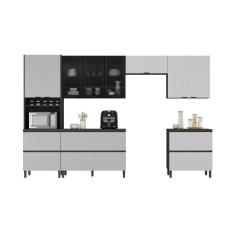 Cozinha Completa Itatiaia Lumina 350cm Em Madeira Mdf Grafite-fendi