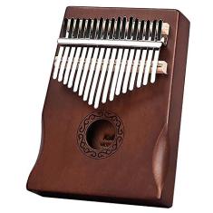 Piano de polegar Kalimba de 17 teclas, corpo de mogno, martelo de dublagem de piano de dedo, instrumento de marimba para iniciantes amantes de música madeira de mogno, com martelo de afinação (18 cm x