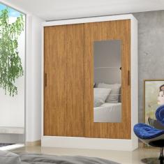 Guarda-Roupa Belem 2 Portas de Correr 2 Gavetas com Espelho - Branco Cinamomo