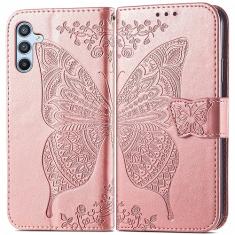 ROPIGO Capa carteira para Samsung Galaxy A54 5G, couro PU premium borboleta em relevo [suporte] [compartimentos para cartões] [alça de pulso] [6,4 polegadas] capa de telefone para Samsung A54 5G