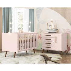 Quarto de Bebe Berço e Cômoda Retrô -  Qmovi