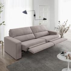 Sofá Creta 4 lugares 254cm Reclinável Estofama, Bege
