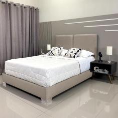 Cama Box Luxo Com Cabeceira Módena Linho Bege RBL Casal 1,40 X 1,90