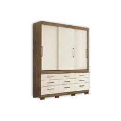 Guarda Roupa 3 Portas De Correr E 9 Gavetas C- Pés Click 3.9 Jatobá-areia - Santos Andirá