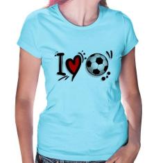 Baby Look I Love Futebol - Foca na Moda, Azul bebê, P
